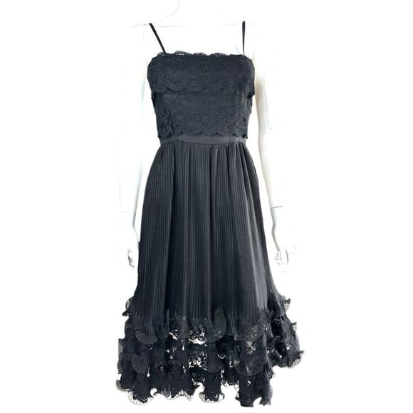 jacqueline lechat Dresses & Skirts - Jacqueline Lechat Cannes France Black Lace Ruched Little Black Dress Small